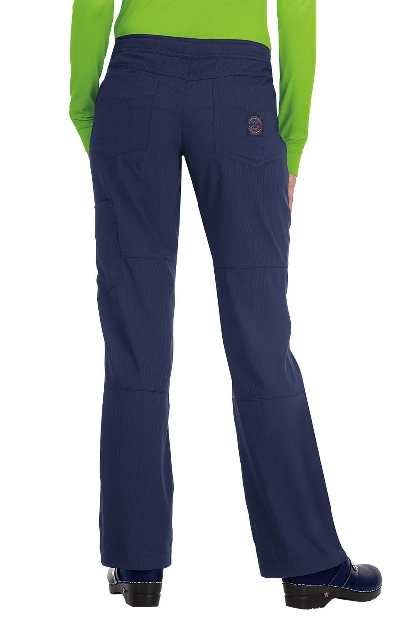 KOI Lite Peace Women's 6-Pocket Stretch Scrub Pants Navy Medium Tall - Image 2
